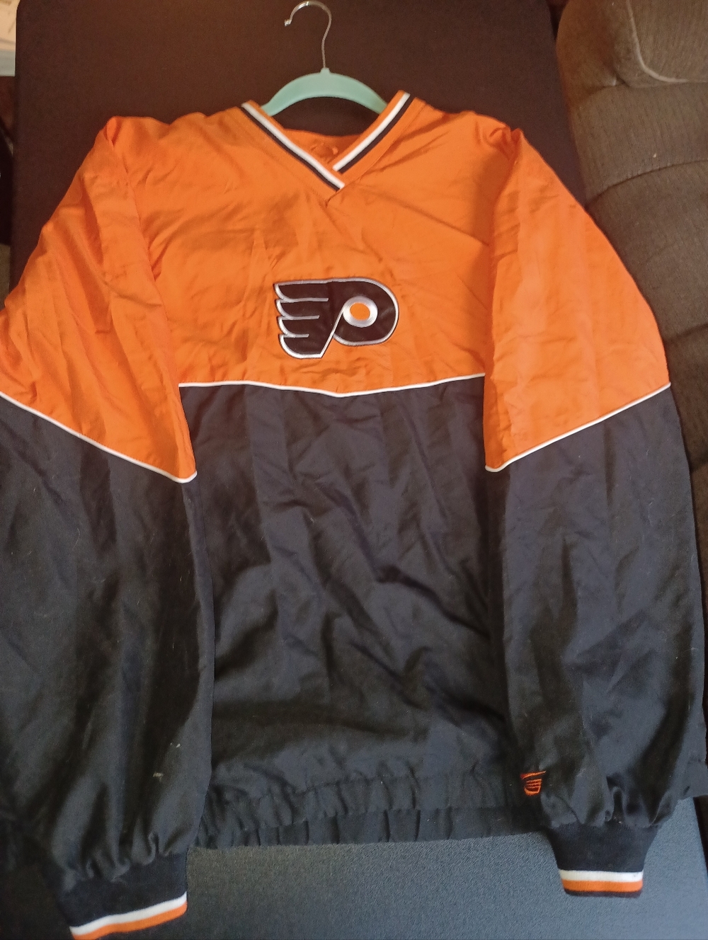 Philadelphia Flyers Pullover Windbreaker Big Mans Size 2XL Orange And Black 2X